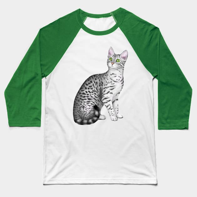 Egyptian Mau (Green Background) Baseball T-Shirt by illucalliart